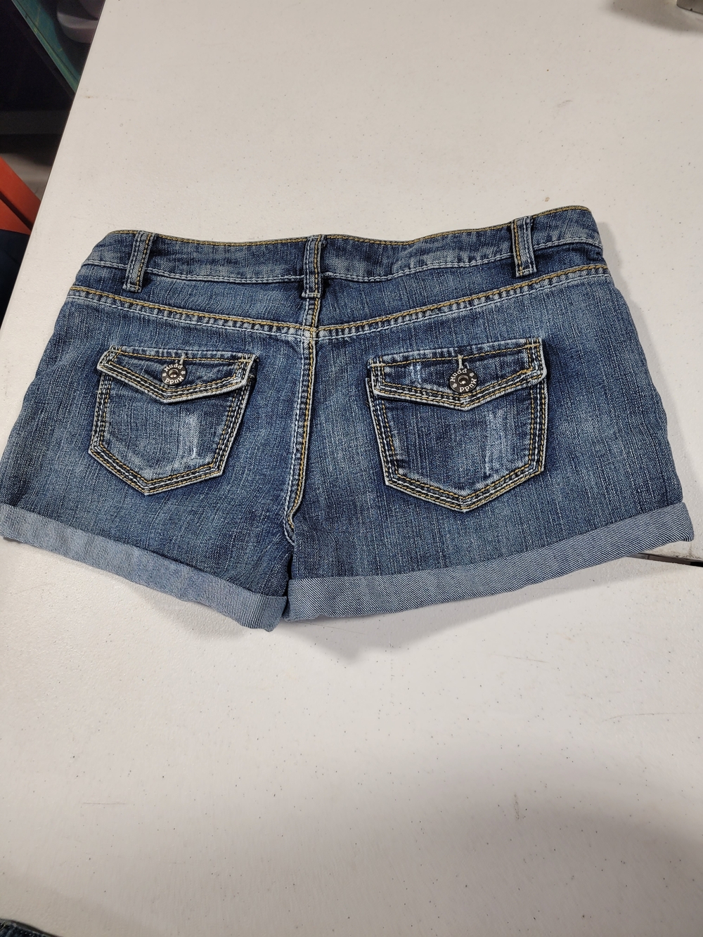 Mudd Blue Denim Patchwork Jean Shorts - Picture 3 of 3